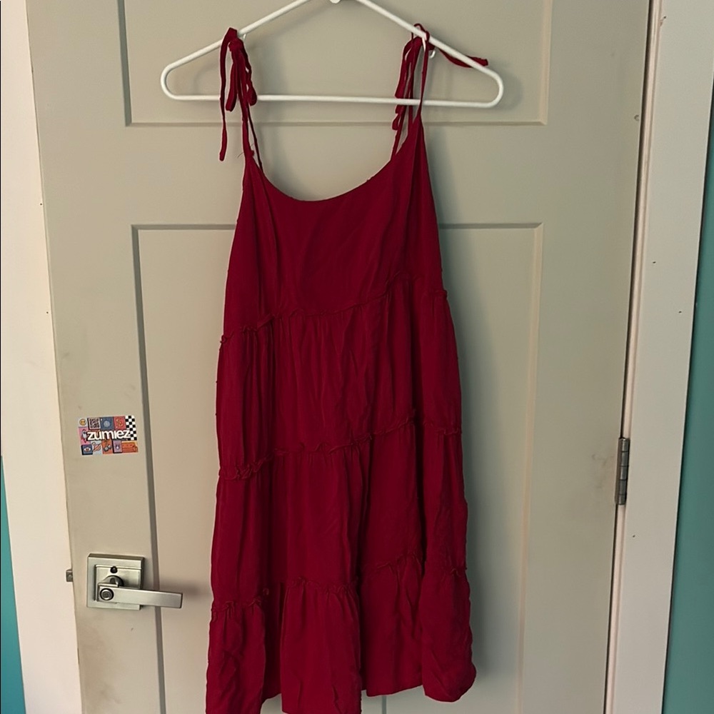 SHEIN Red Sleeveless Spaghetti Strap Mini Sundress